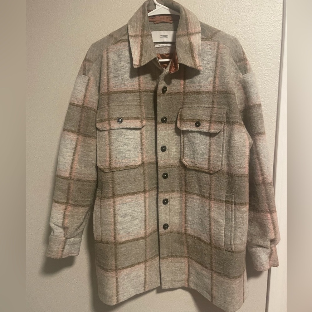 Closed Titania Plaid Shirt Jacket in Muddy Beige